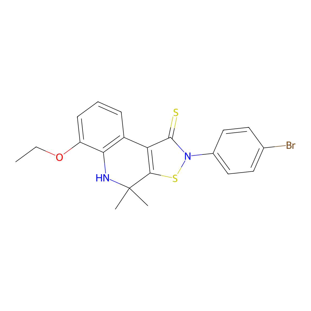 2-(4-bromophenyl)-6-ethoxy-4,4-dimethyl-5H-[1,2]thiazolo[5,4-c]quinoline-1-thione molecular structure, CAS 5880-31-9