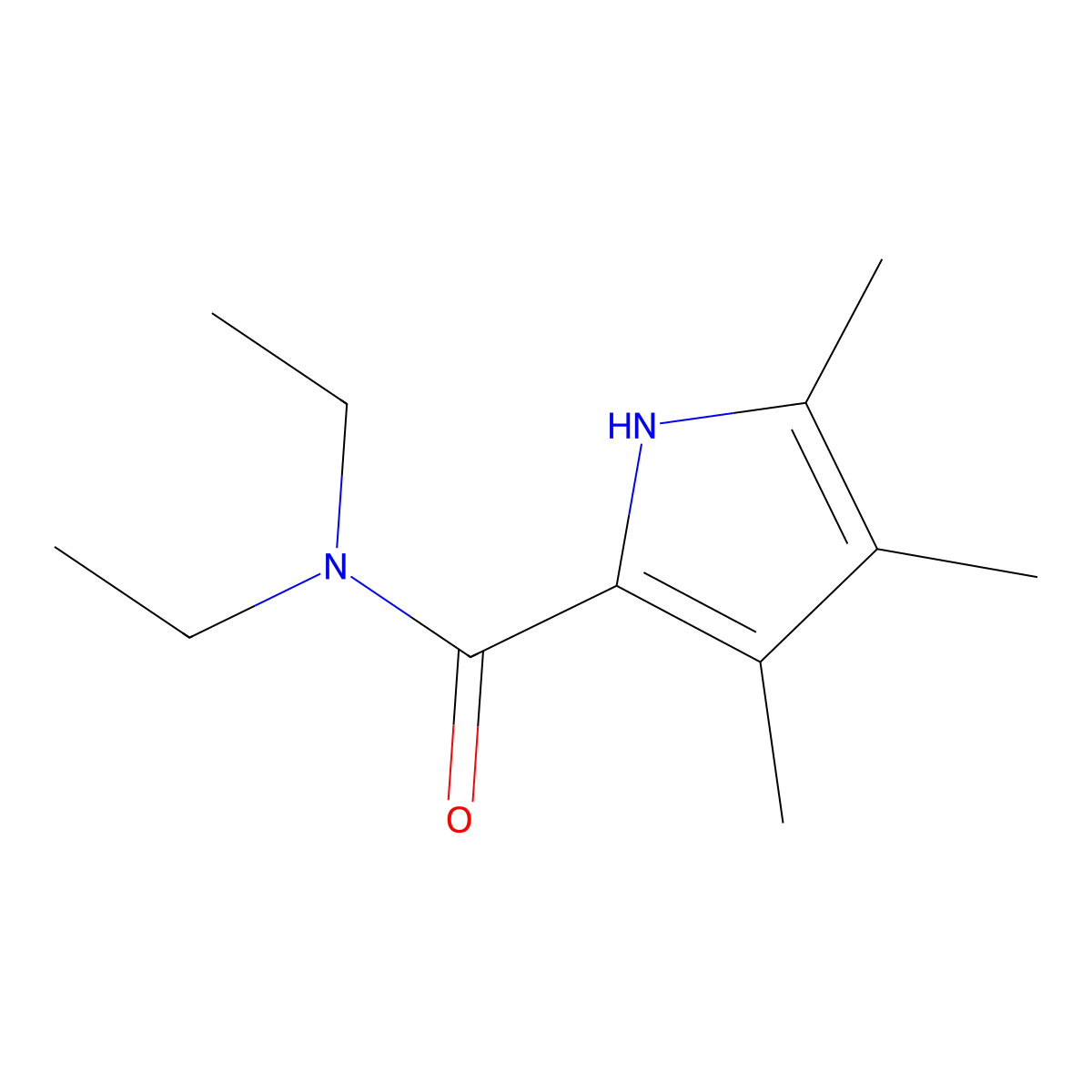 N,N-diethyl-3,4,5-trimethyl-1H-pyrrole-2-carboxamide molecular structure, CAS 58803-92-2