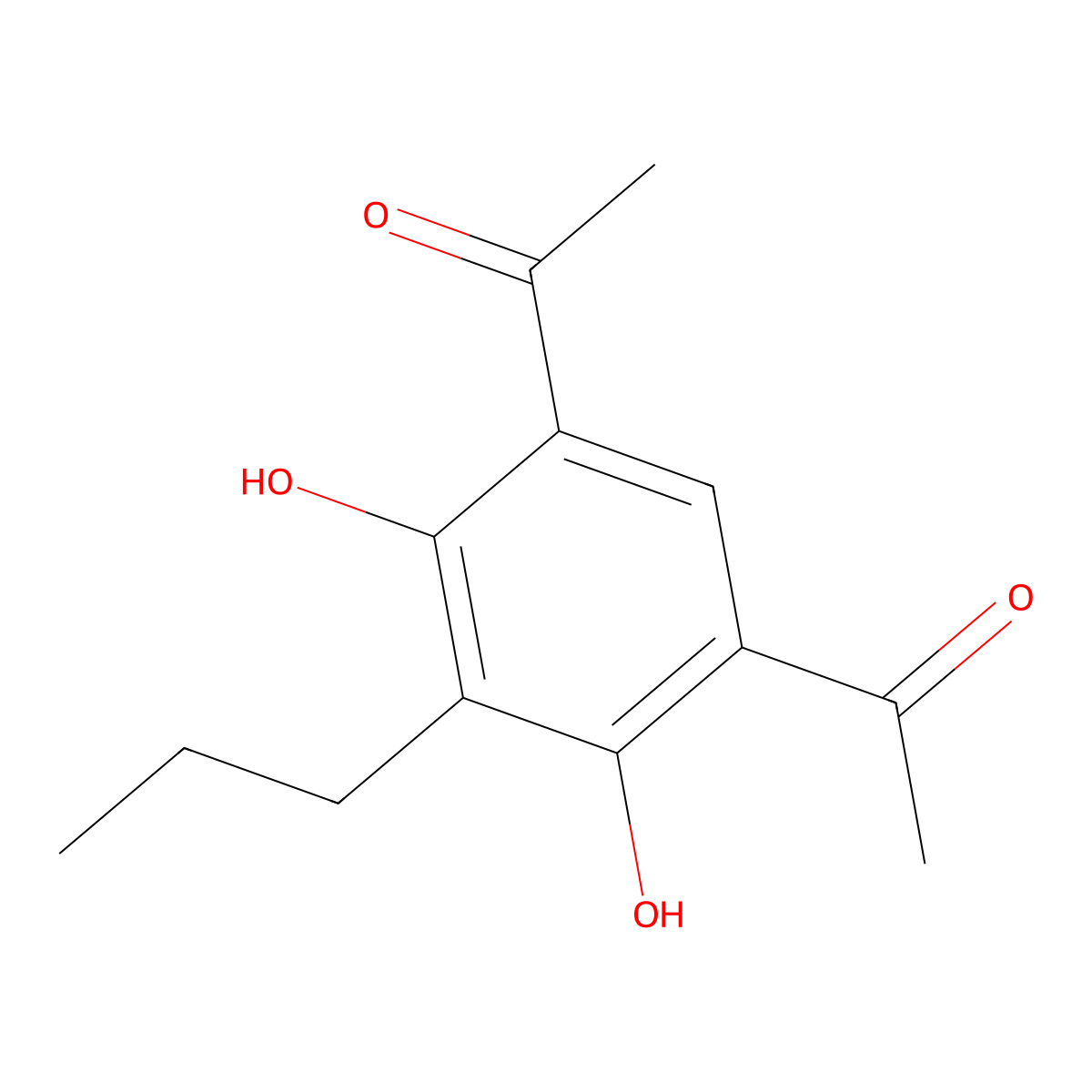 1,1'-(4,6-Dihydroxy-5-propyl-1,3-phenylene)di(ethan-1-one) molecular structure, CAS 58805-52-0