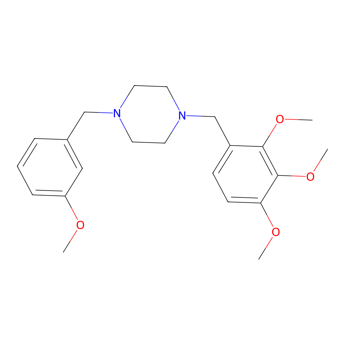1-(3-Methoxybenzyl)-4-(2,3,4-trimethoxybenzyl)piperazine molecular structure, CAS 5881-15-2