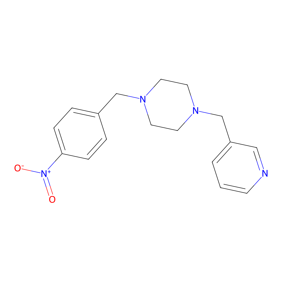 1-(4-Nitrobenzyl)-4-(3-pyridinylmethyl)piperazine molecular structure, CAS 5881-29-8