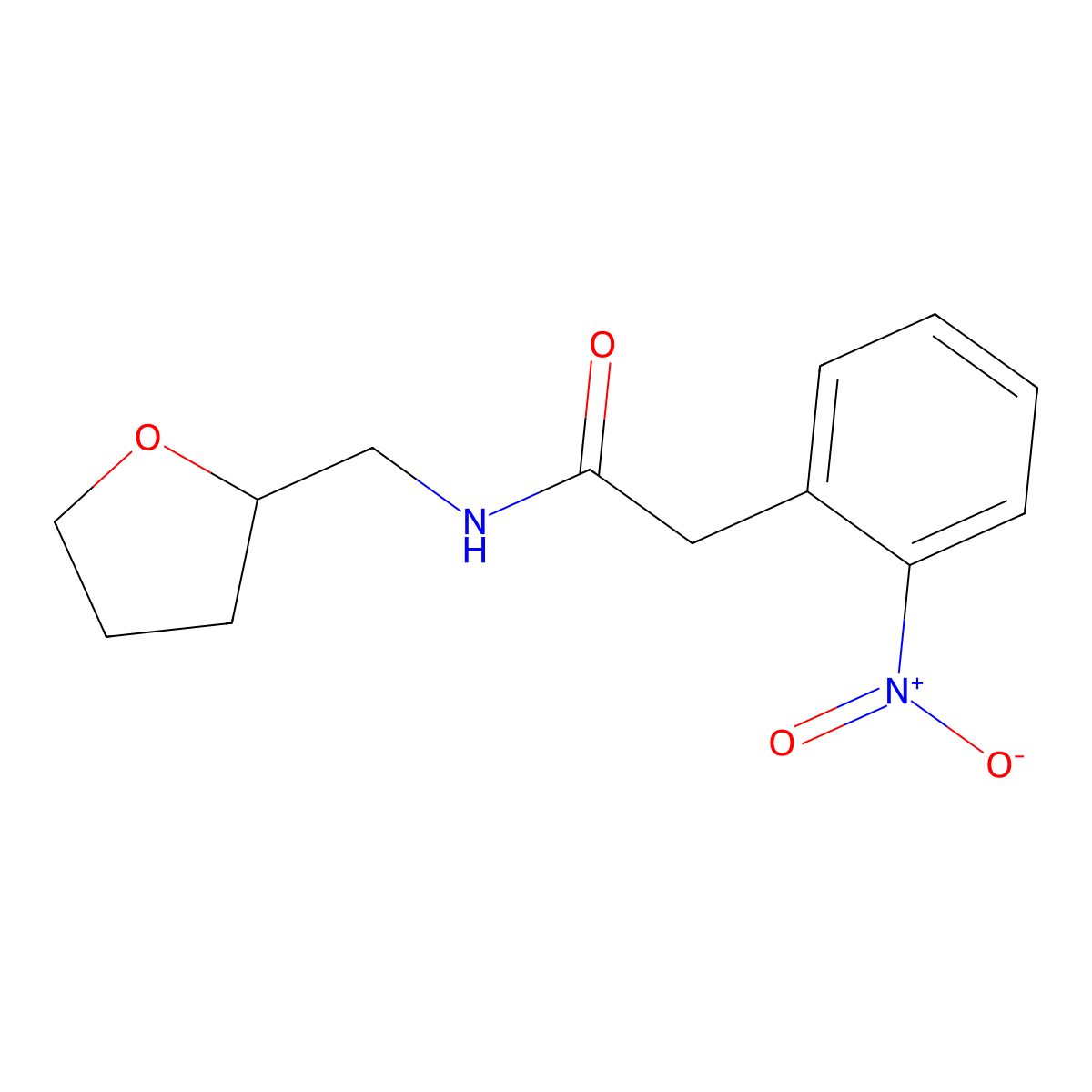 2-(2-nitrophenyl)-N-(oxolan-2-ylmethyl)acetamide molecular structure, CAS 5881-31-2