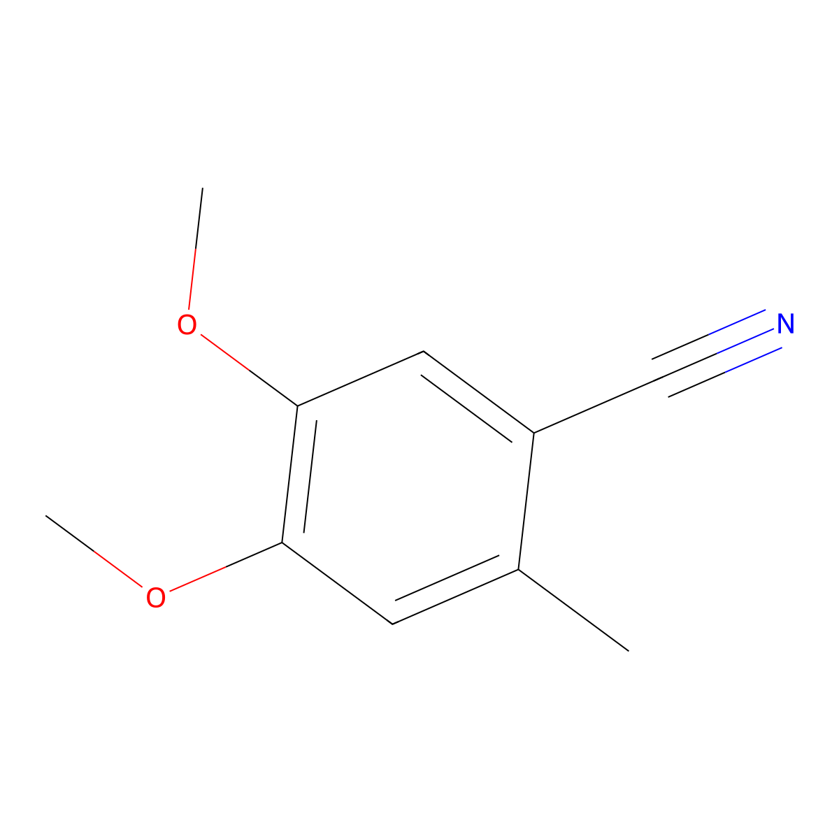 Benzonitrile, 4,5-dimethoxy-2-methyl- molecular structure, CAS 58814-69-0