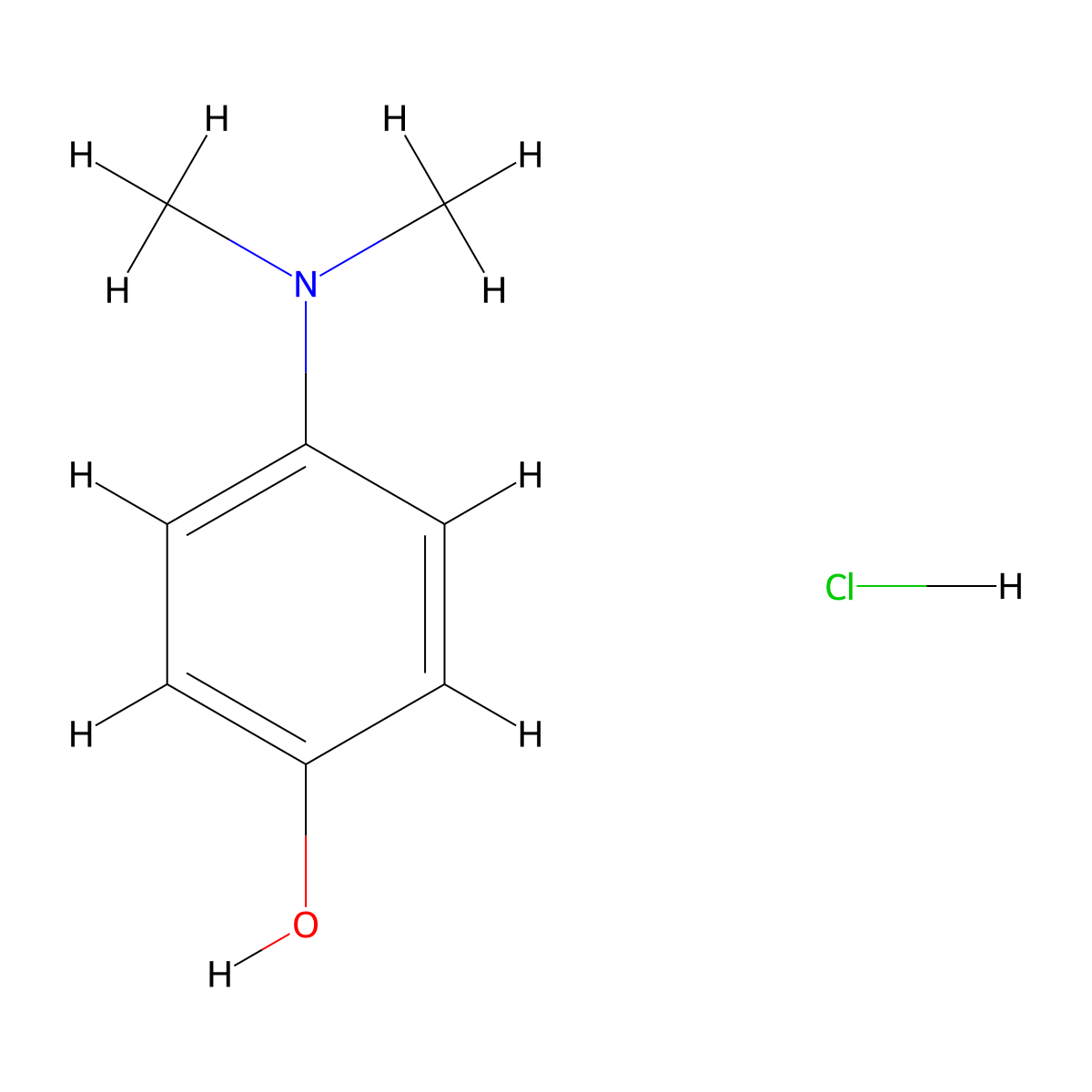 Phenol, 4-(dimethylamino)-, hydrochloride (1:1) molecular structure, CAS 5882-48-4