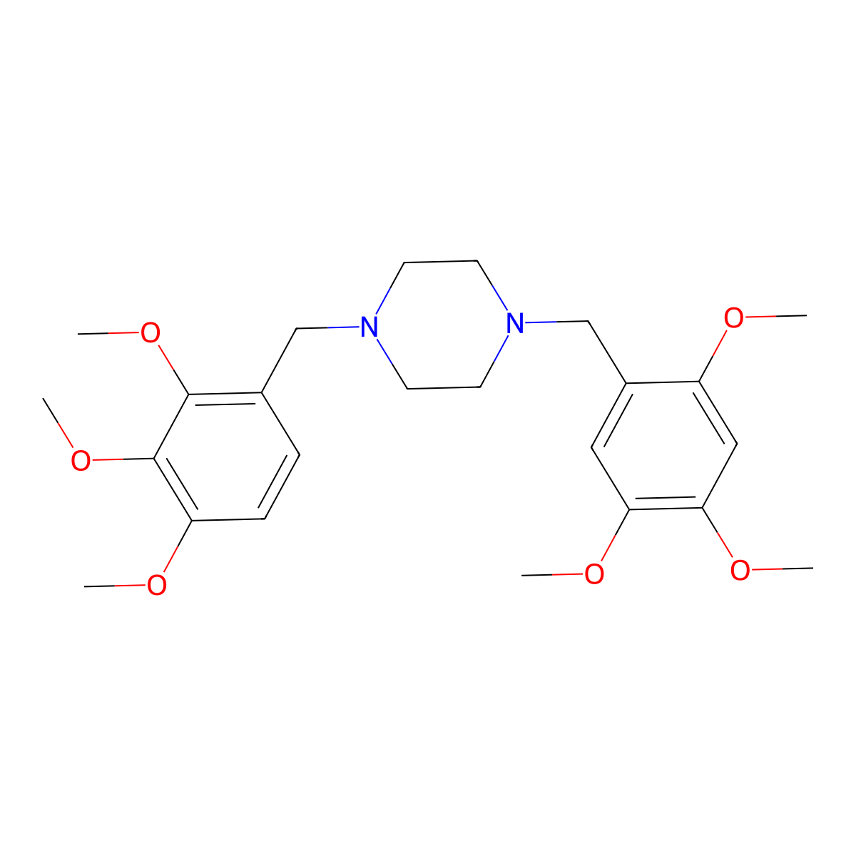 1-[(2,3,4-Trimethoxyphenyl)methyl]-4-[(2,4,5-trimethoxyphenyl)methyl]piperazine molecular structure, CAS 5882-80-4