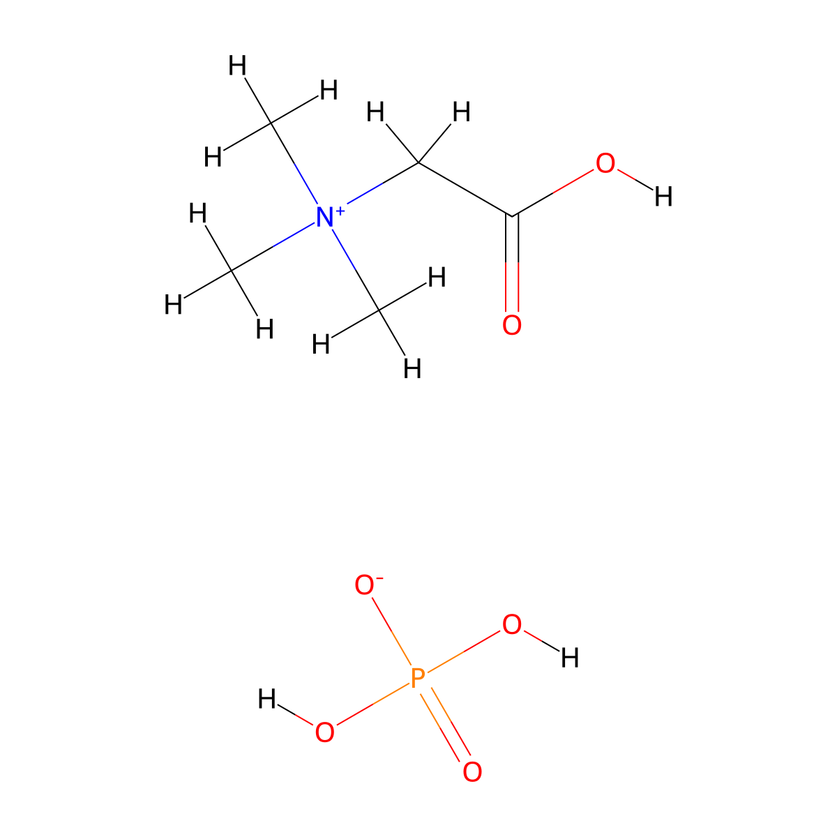 Betaine phosphate molecular structure, CAS 58823-88-4