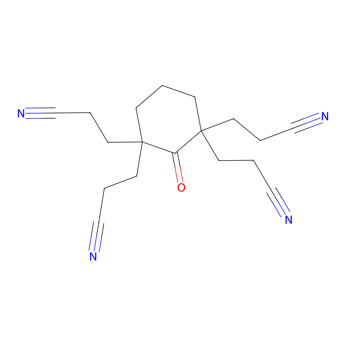 2-Oxo-1,1,3,3-cyclohexanetetrapropanenitrile molecular structure, CAS 5883-05-6