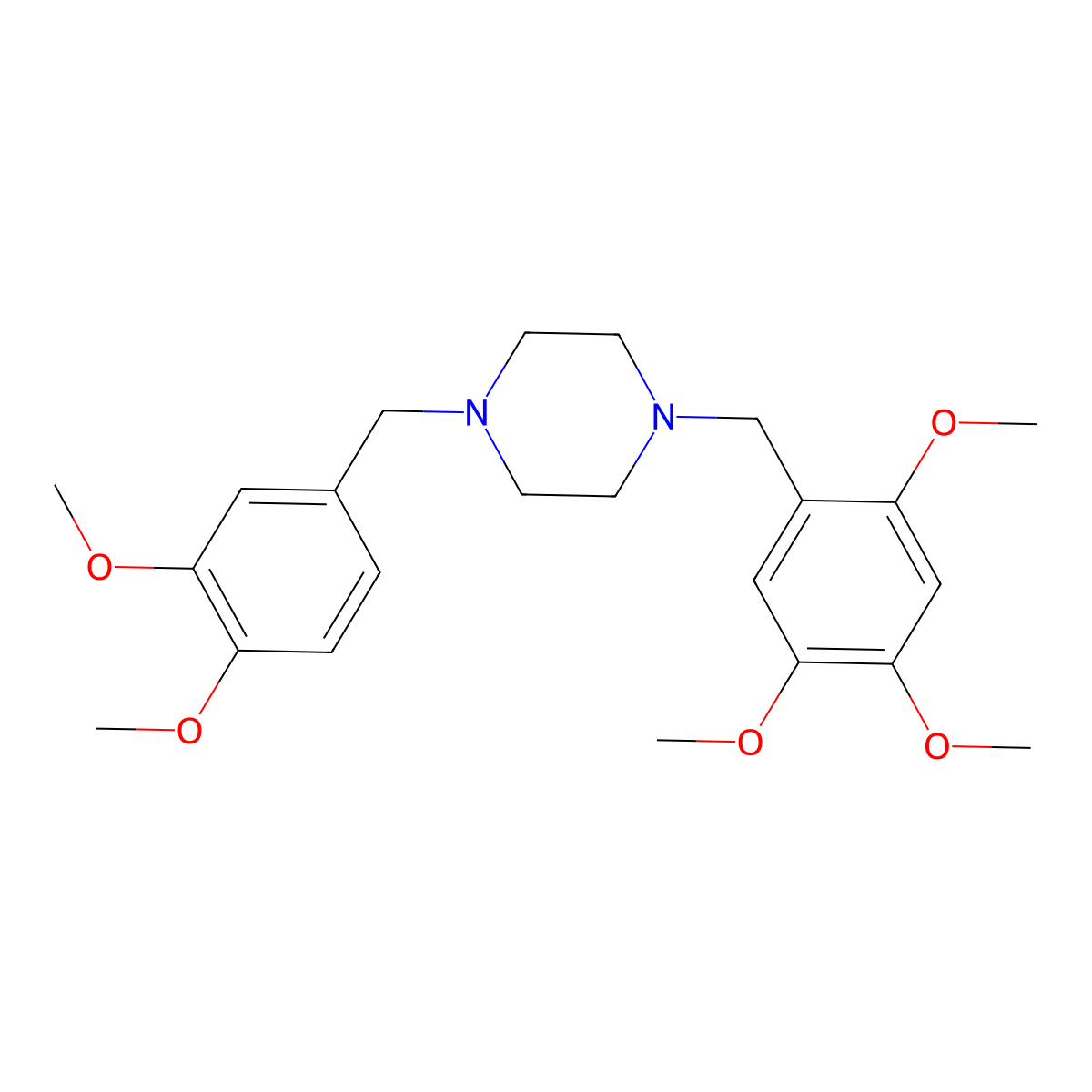 1-[(3,4-Dimethoxyphenyl)methyl]-4-[(2,4,5-trimethoxyphenyl)methyl]piperazine molecular structure, CAS 5883-50-1