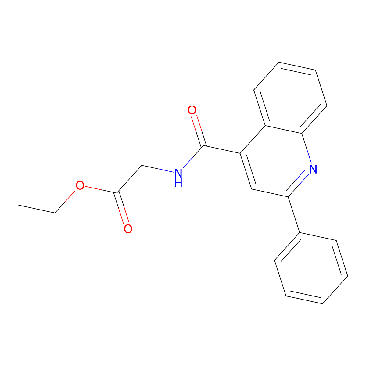 Ethyl 2-[(2-phenylquinoline-4-carbonyl)amino]acetate molecular structure, CAS 5883-55-6