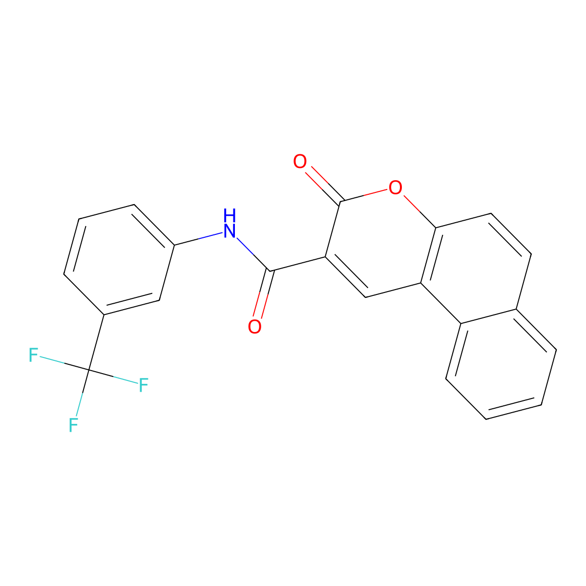 3-oxo-N-[3-(trifluoromethyl)phenyl]benzo[f]chromene-2-carboxamide molecular structure, CAS 5884-19-5