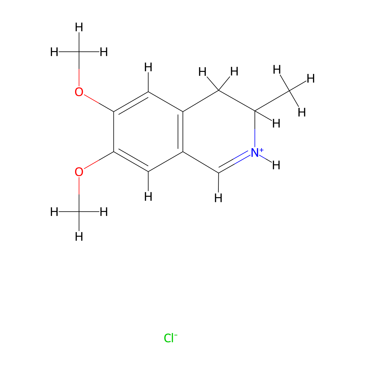 Isoquinoline, 3,4-dihydro-6,7-dimethoxy-3-methyl-, hydrochloride molecular structure, CAS 5884-29-7