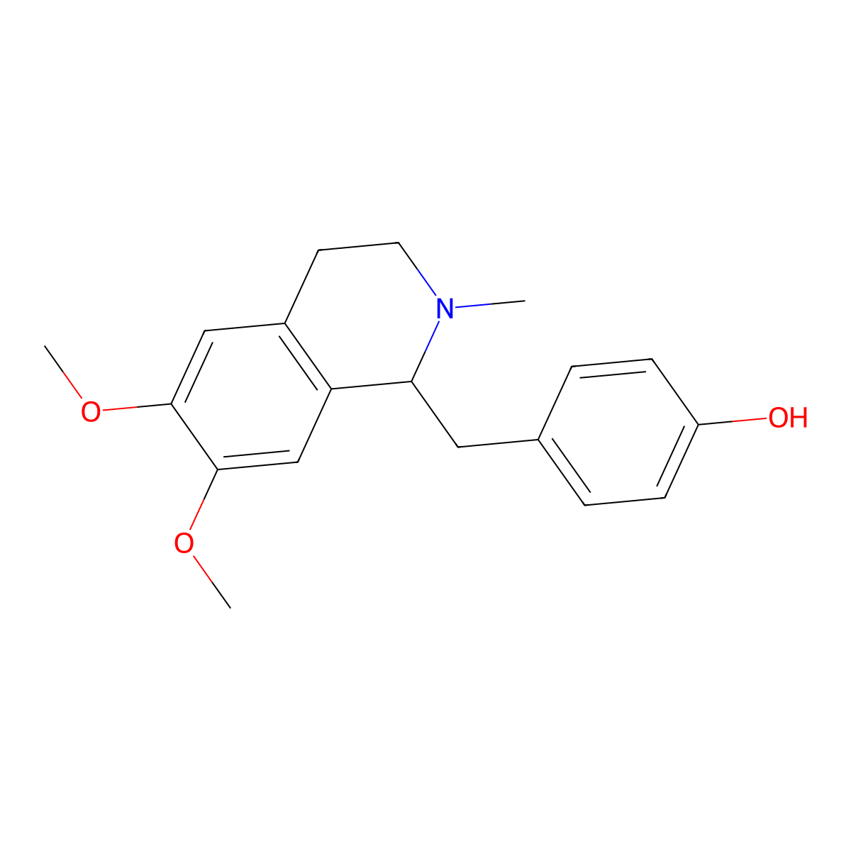 4-((6,7-Dimethoxy-2-Methyl-3,4-Dihydro-1H-Isoquinolin-1-Yl)Methyl)Phenol molecular structure, CAS 5884-67-3