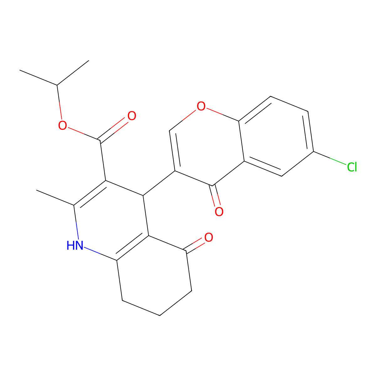 propan-2-yl 4-(6-chloro-4-oxochromen-3-yl)-2-methyl-5-oxo-4,6,7,8-tetrahydro-1H-quinoline-3-carboxylate molecular structure, CAS 5885-20-1