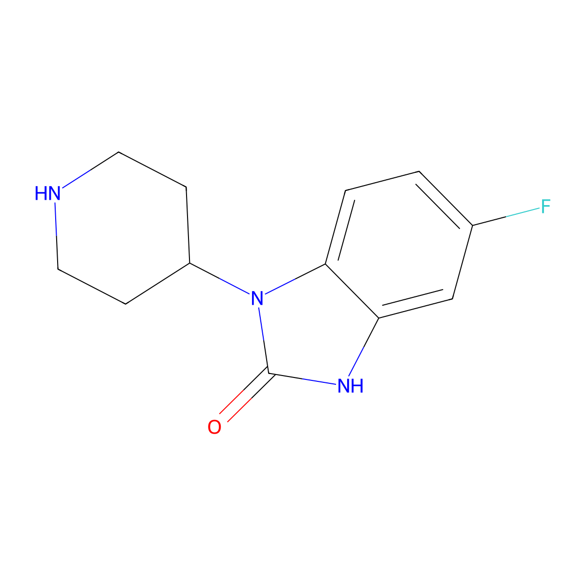 5-Fluoro-1-(piperidin-4-yl)-1H-benzo[d]imidazol-2(3H)-one molecular structure, CAS 58859-77-1