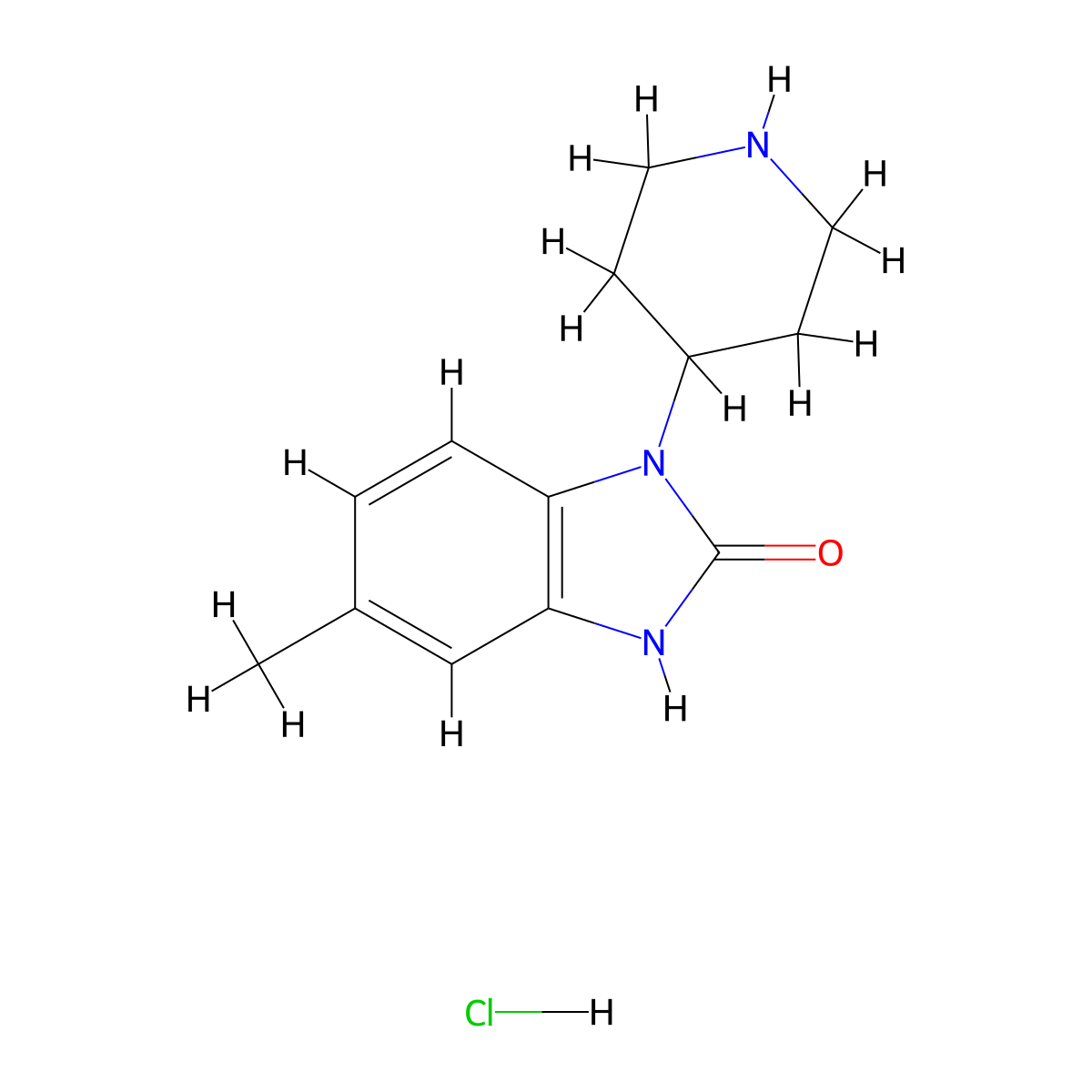 5-Methyl-1-(piperidin-4-yl)-1H-benzo[d]imidazol-2(3H)-one HCl molecular structure, CAS 58859-82-8