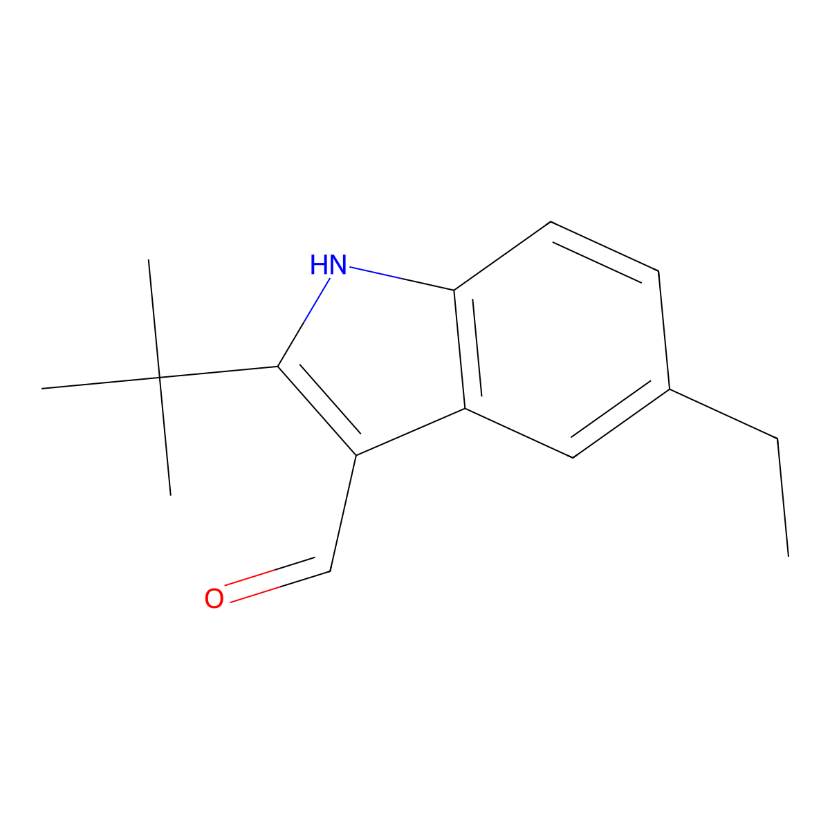 2-tert-butyl-5-ethyl-1H-indole-3-carbaldehyde molecular structure, CAS 588670-11-5