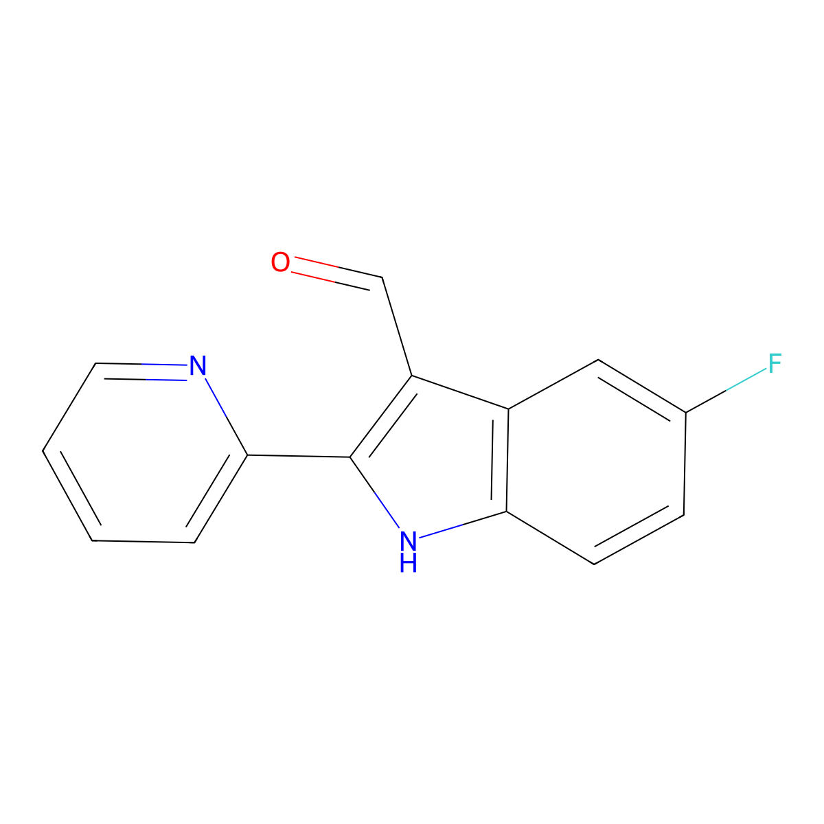 5-Fluoro-2-(pyridin-2-yl)-1H-indole-3-carbaldehyde molecular structure, CAS 588670-33-1