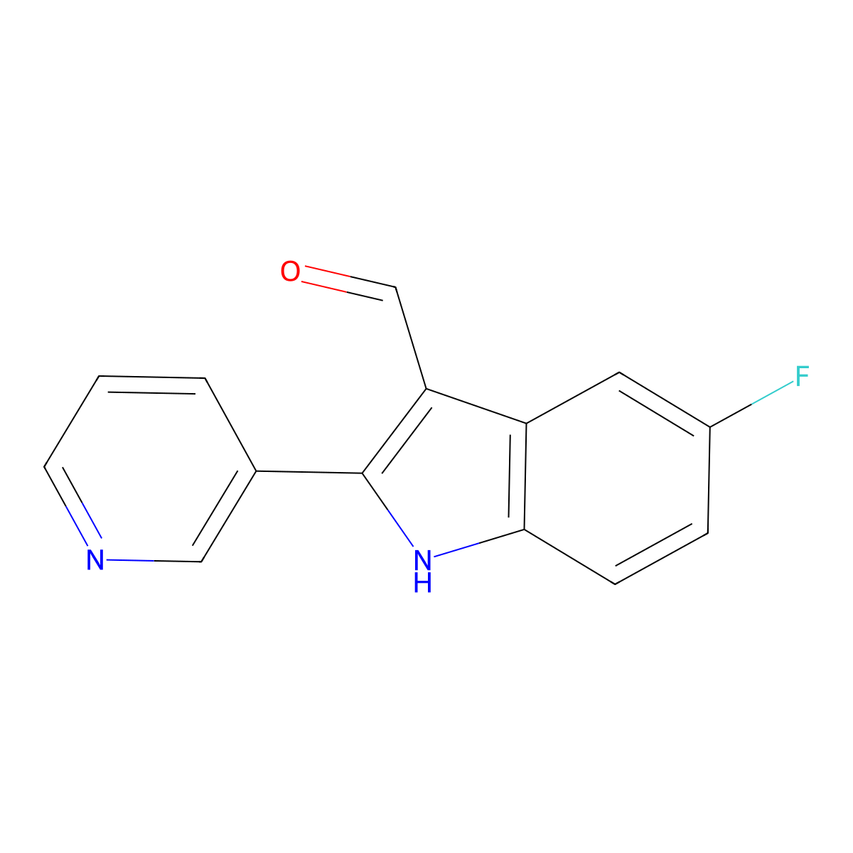 5-Fluoro-2-(pyridin-3-yl)-1H-indole-3-carbaldehyde molecular structure, CAS 588670-34-2