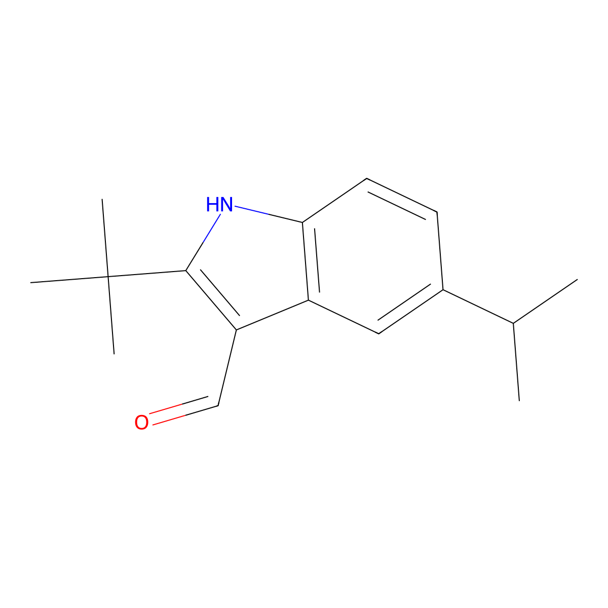 2-Tert-butyl-5-isopropyl-1H-indole-3-carbaldehyde molecular structure, CAS 588671-16-3
