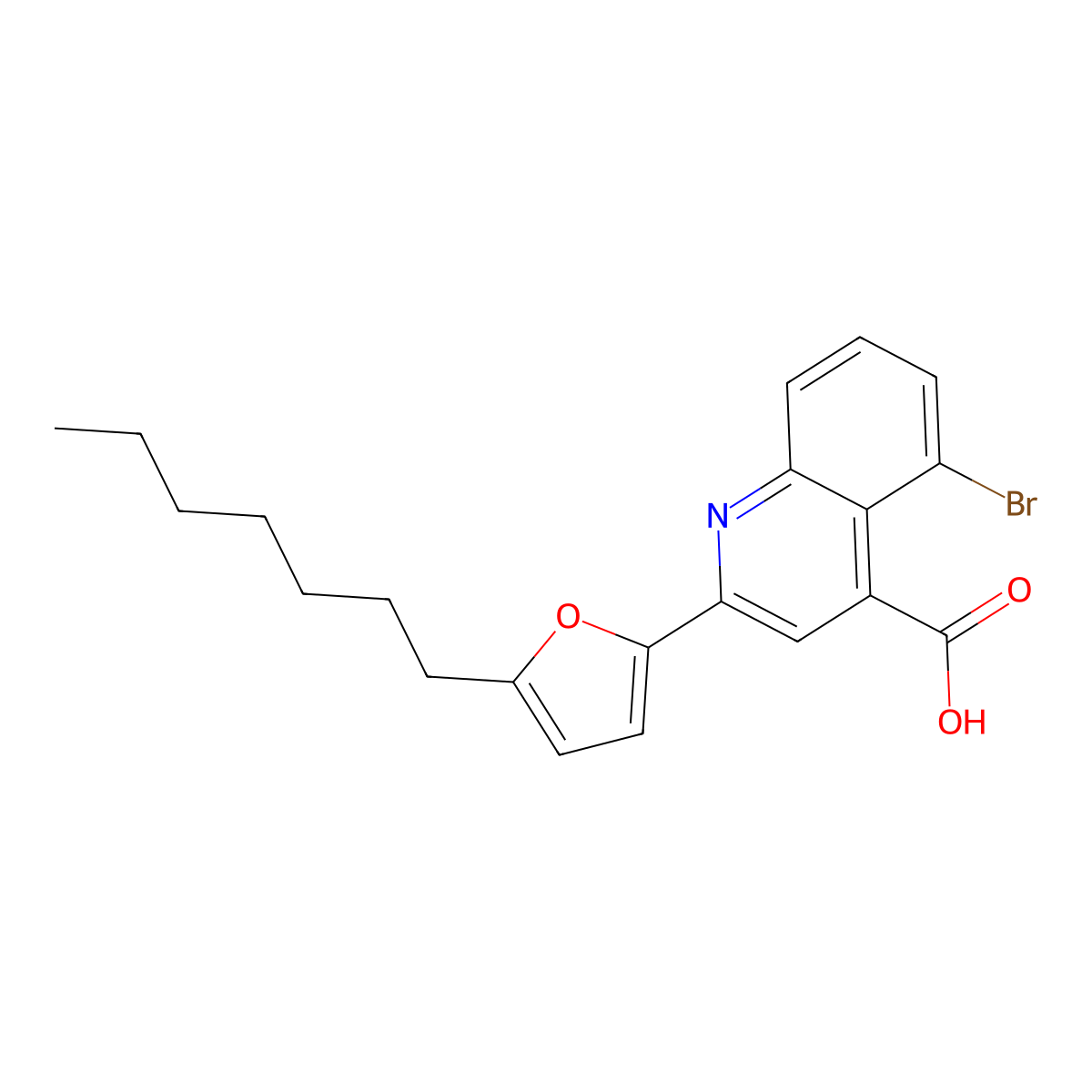 5-Bromo-2-(5-heptylfuran-2-yl)quinoline-4-carboxylic acid molecular structure, CAS 588673-27-2