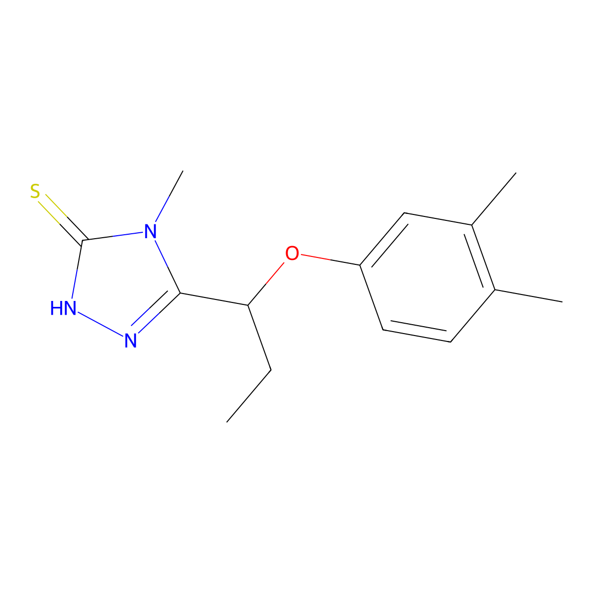 5-[1-(3,4-Dimethylphenoxy)propyl]-2,4-dihydro-4-methyl-3H-1,2,4-triazole-3-thione molecular structure, CAS 588673-45-4