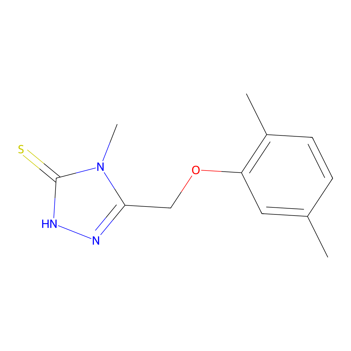 5-((2,5-Dimethylphenoxy)methyl)-2,4-dihydro-4-methyl-3H-1,2,4-triazole-3-thione molecular structure, CAS 588673-48-7