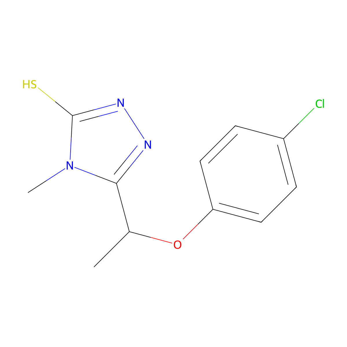 5-(1-(4-Chlorophenoxy)ethyl)-2,4-dihydro-4-methyl-3H-1,2,4-triazole-3-thione molecular structure, CAS 588673-49-8