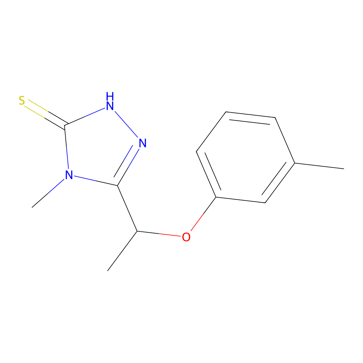 2,4-Dihydro-4-methyl-5-[1-(3-methylphenoxy)ethyl]-3H-1,2,4-triazole-3-thione molecular structure, CAS 588673-54-5