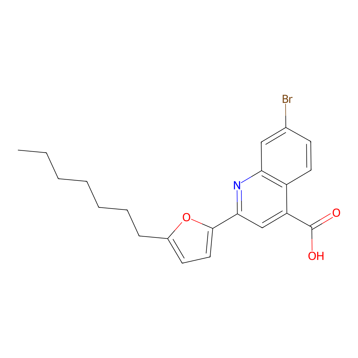 7-Bromo-2-(5-heptyl-2-furanyl)-4-quinolinecarboxylic acid molecular structure, CAS 588673-63-6
