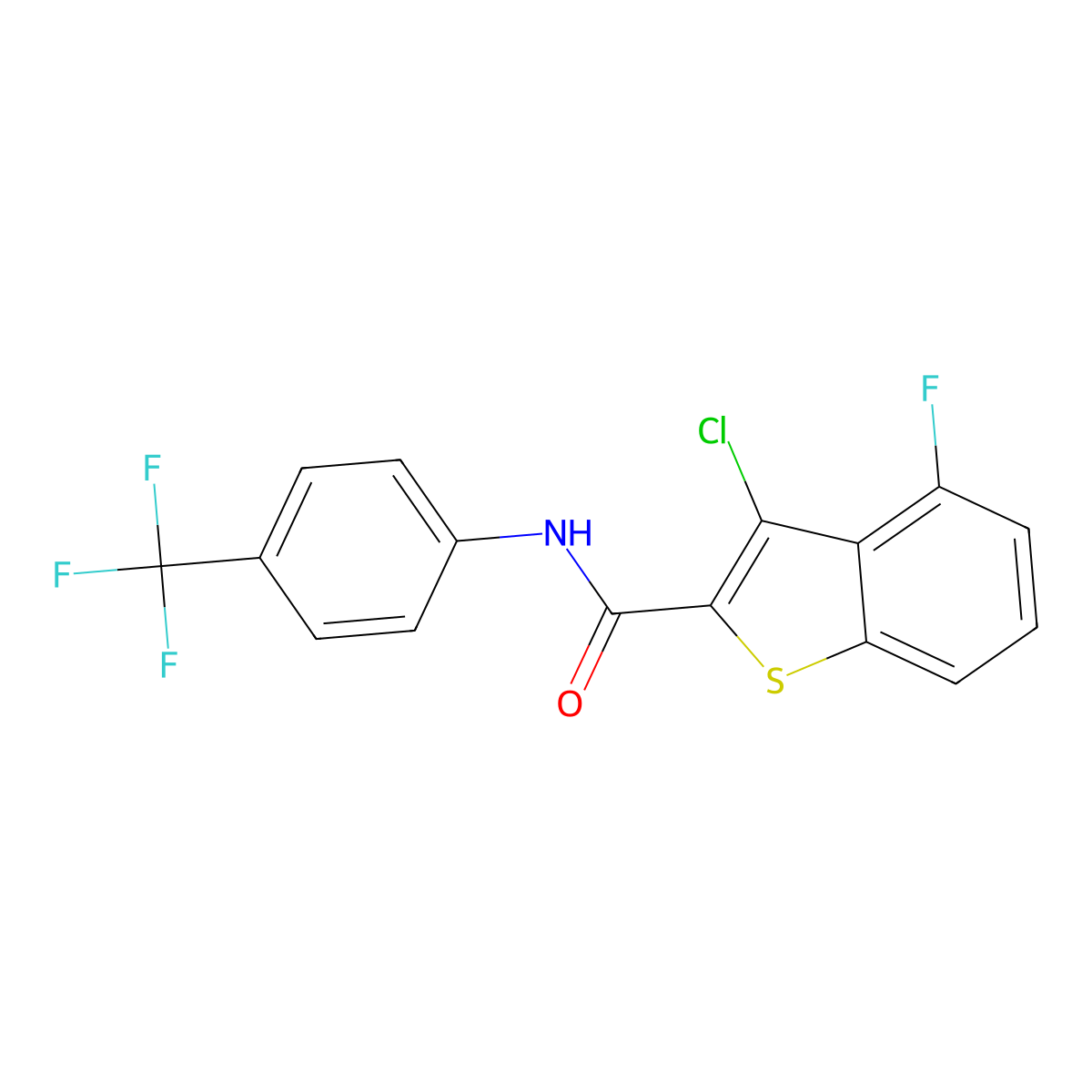 3-chloro-4-fluoro-N-[4-(trifluoromethyl)phenyl]-1-benzothiophene-2-carboxamide molecular structure, CAS 588673-79-4