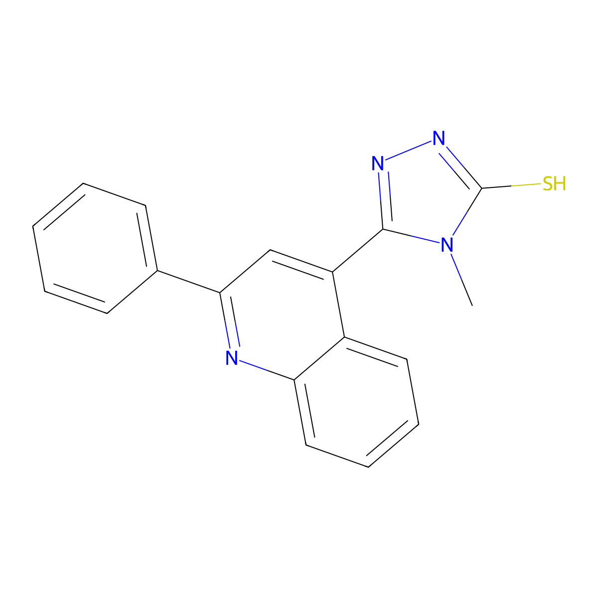 4-methyl-5-(2-phenylquinolin-4-yl)-4H-1,2,4-triazole-3-thiol molecular structure, CAS 588673-83-0