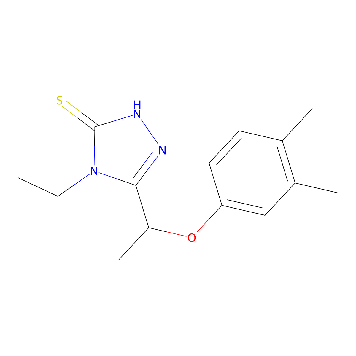 5-[1-(3,4-dimethylphenoxy)ethyl]-4-ethyl-4H-1,2,4-triazole-3-thiol molecular structure, CAS 588673-85-2