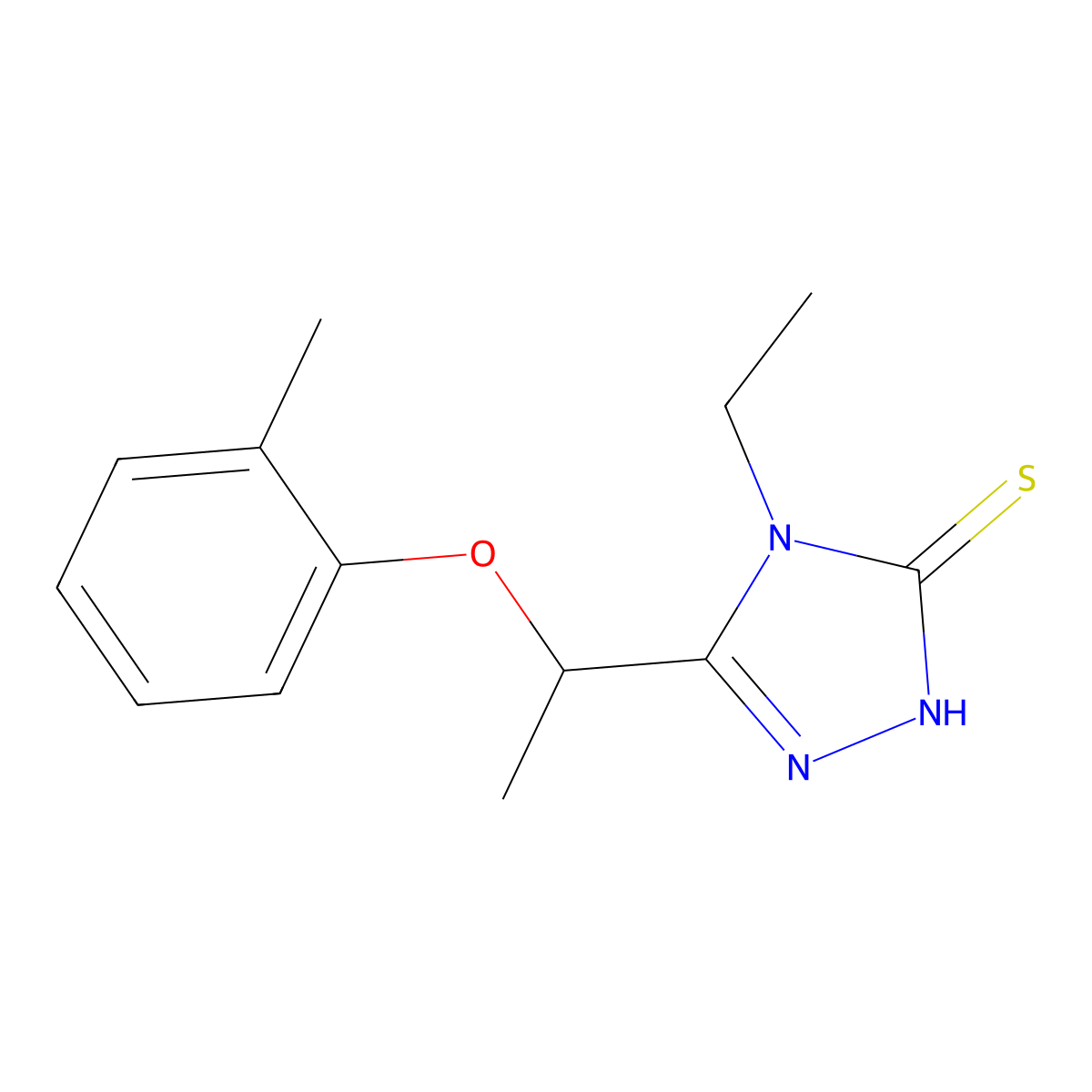 4-ethyl-5-[1-(2-methylphenoxy)ethyl]-4H-1,2,4-triazole-3-thiol molecular structure, CAS 588673-87-4