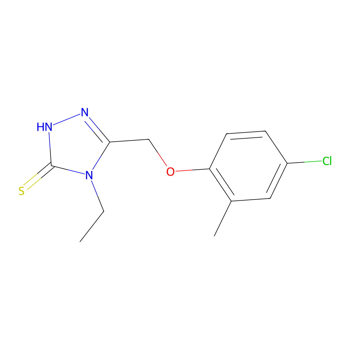 5-((4-Chloro-2-methylphenoxy)methyl)-4-ethyl-2,4-dihydro-3H-1,2,4-triazole-3-thione molecular structure, CAS 588673-88-5