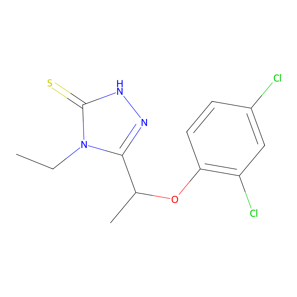 5-[1-(2,4-Dichlorophenoxy)ethyl]-4-ethyl-2,4-dihydro-3H-1,2,4-triazole-3-thione molecular structure, CAS 588673-89-6