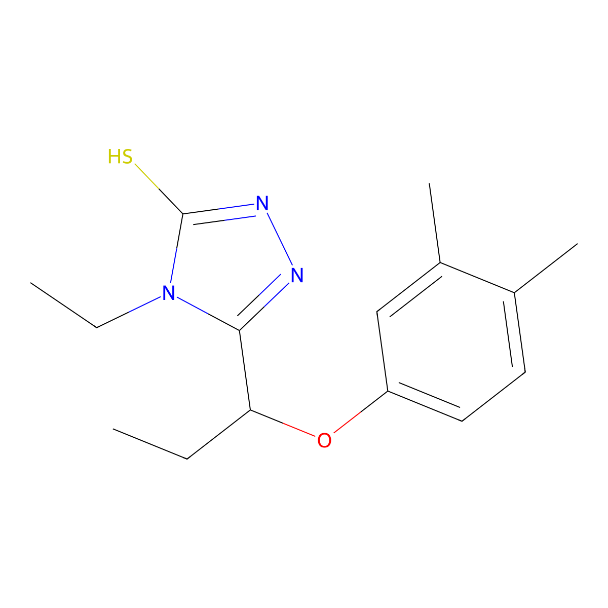 3-[1-(3,4-dimethylphenoxy)propyl]-4-ethyl-1H-1,2,4-triazole-5-thione molecular structure, CAS 588673-90-9