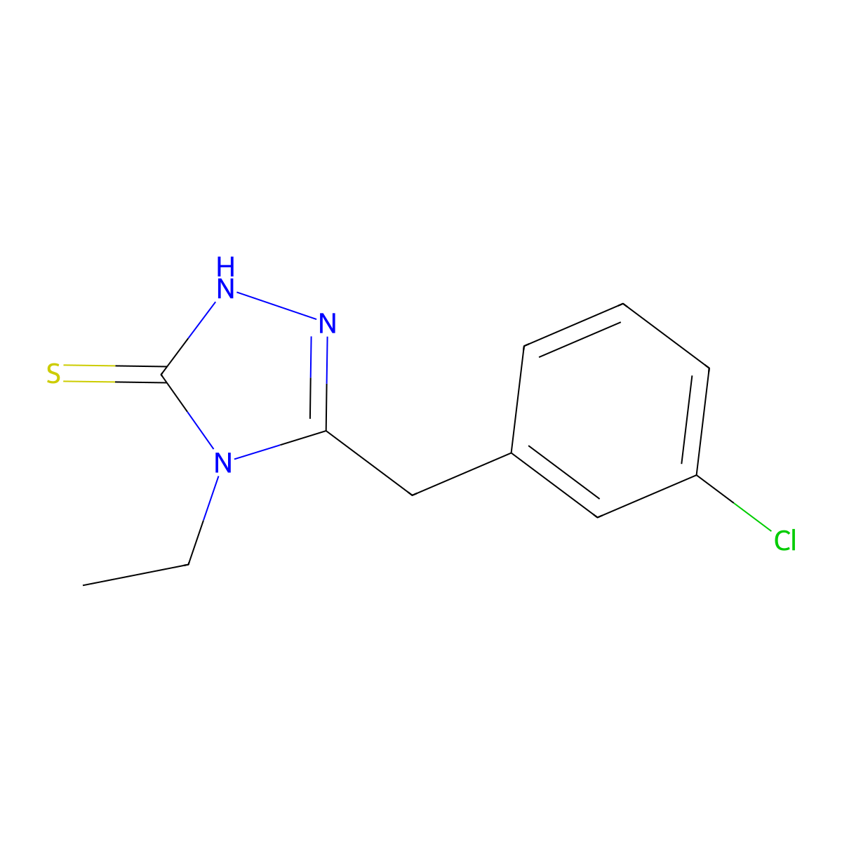 5-((3-Chlorophenyl)methyl)-4-ethyl-2,4-dihydro-3H-1,2,4-triazole-3-thione molecular structure, CAS 588673-92-1