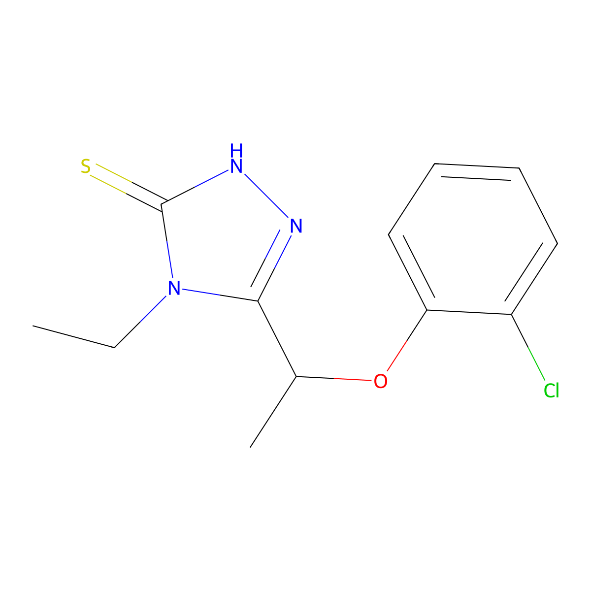 5-[1-(2-chlorophenoxy)ethyl]-4-ethyl-4H-1,2,4-triazole-3-thiol molecular structure, CAS 588673-93-2