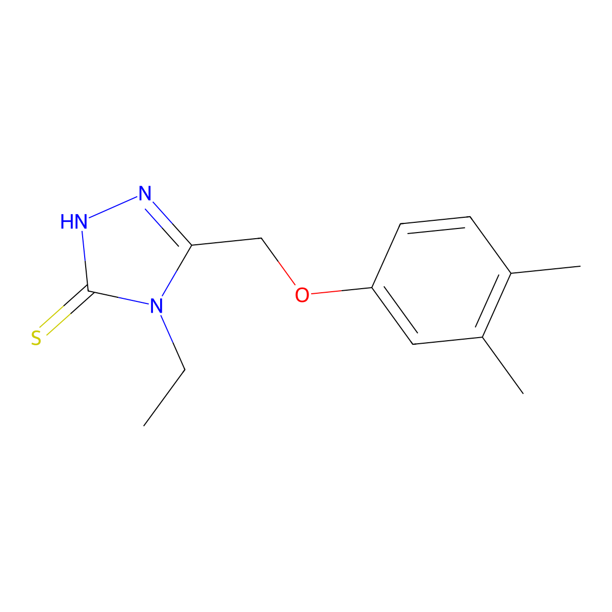 5-[(3,4-dimethylphenoxy)methyl]-4-ethyl-4H-1,2,4-triazole-3-thiol molecular structure, CAS 588673-94-3