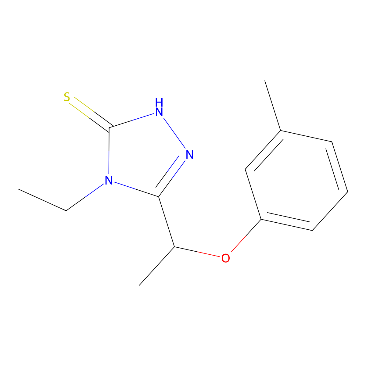 4-Ethyl-2,4-dihydro-5-[1-(3-methylphenoxy)ethyl]-3H-1,2,4-triazole-3-thione molecular structure, CAS 588673-95-4