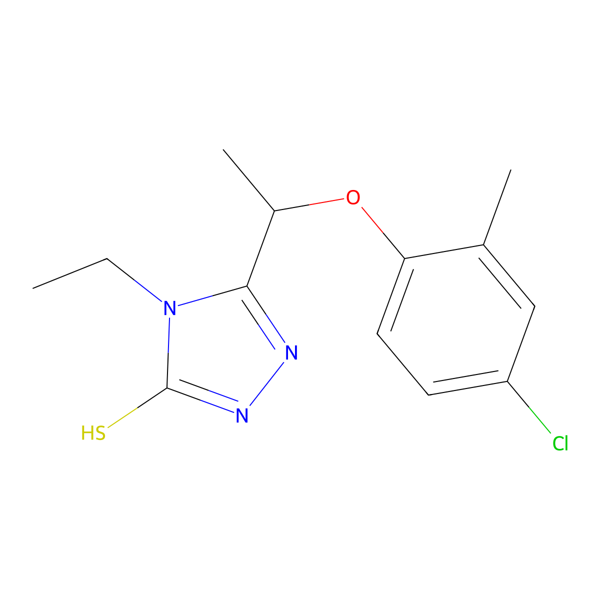 5-[1-(4-chloro-2-methylphenoxy)ethyl]-4-ethyl-4H-1,2,4-triazole-3-thiol molecular structure, CAS 588674-00-4