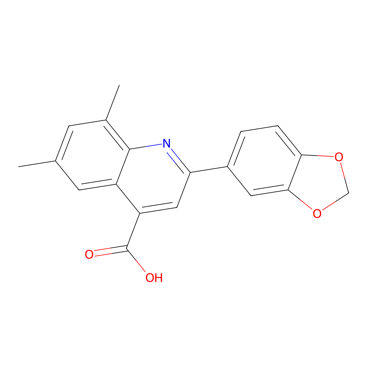 2-(1,3-Benzodioxol-5-yl)-6,8-dimethylquinoline-4-carboxylic acid molecular structure, CAS 588674-04-8