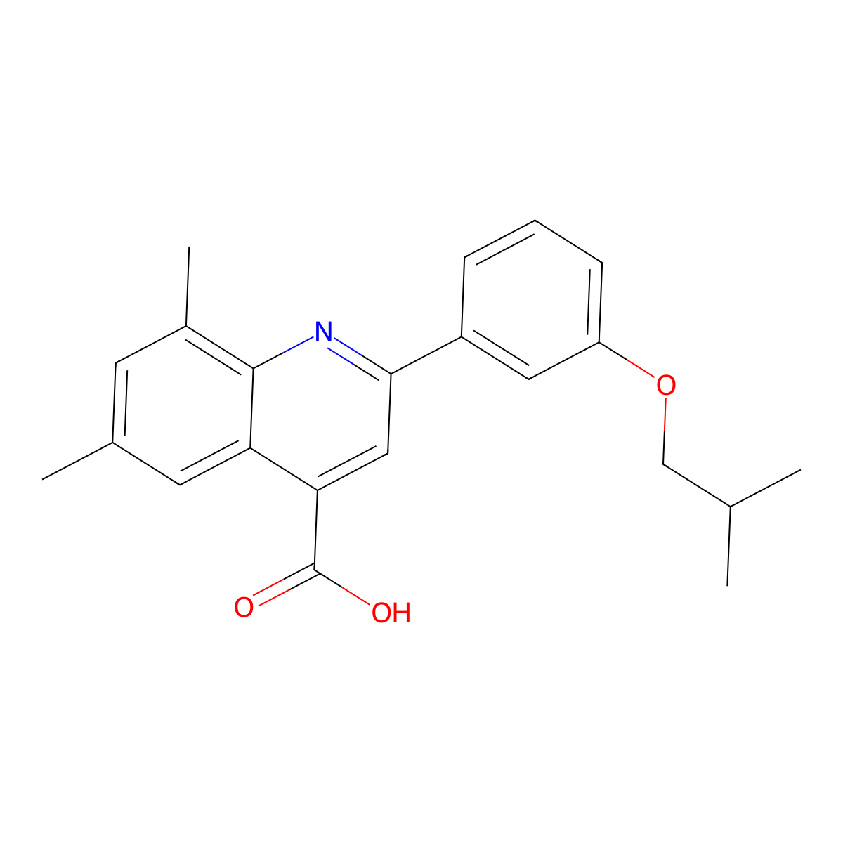 2-(3-Isobutoxyphenyl)-6,8-dimethylquinoline-4-carboxylic acid molecular structure, CAS 588674-05-9