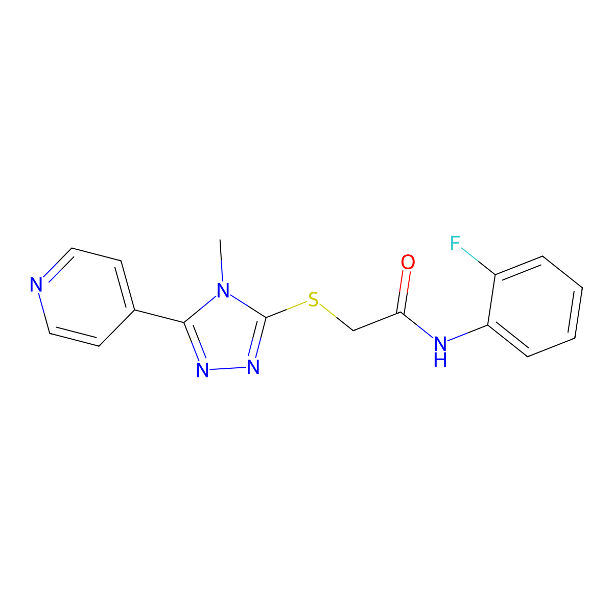 N-(2-fluorophenyl)-2-{[4-methyl-5-(pyridin-4-yl)-4H-1,2,4-triazol-3-yl]sulfanyl}acetamide molecular structure, CAS 588674-08-2