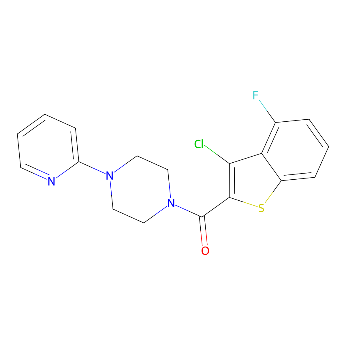 (3-Chloro-4-fluorobenzo[b]thien-2-yl)[4-(2-pyridinyl)-1-piperazinyl]methanone molecular structure, CAS 588674-16-2