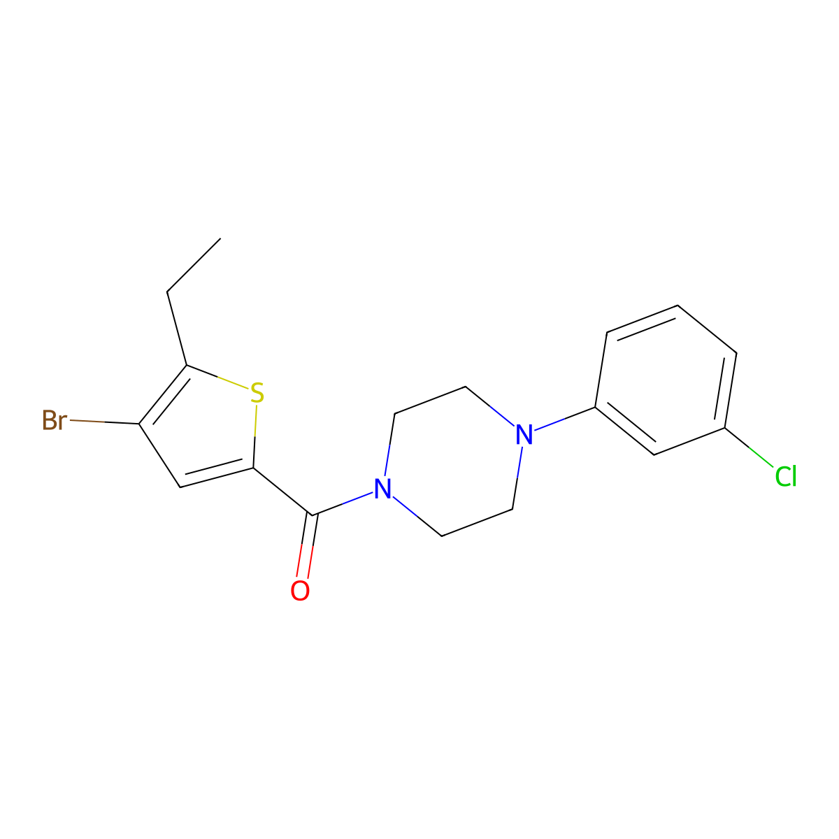 (4-Bromo-5-ethylthiophen-2-yl)-[4-(3-chlorophenyl)piperazin-1-yl]methanone molecular structure, CAS 588674-22-0