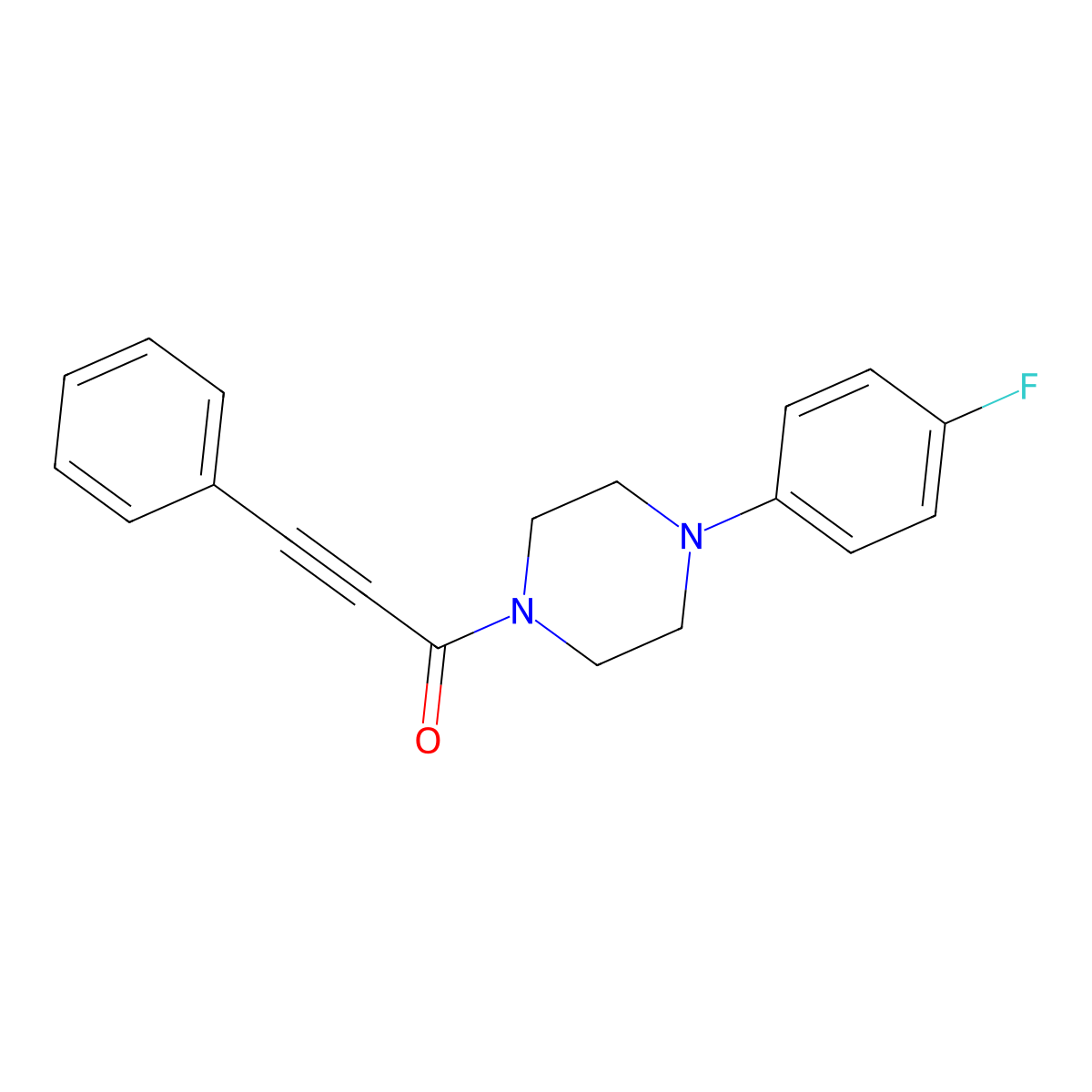 1-[4-(4-Fluorophenyl)-1-piperazinyl]-3-phenyl-2-propyn-1-one molecular structure, CAS 588674-27-5
