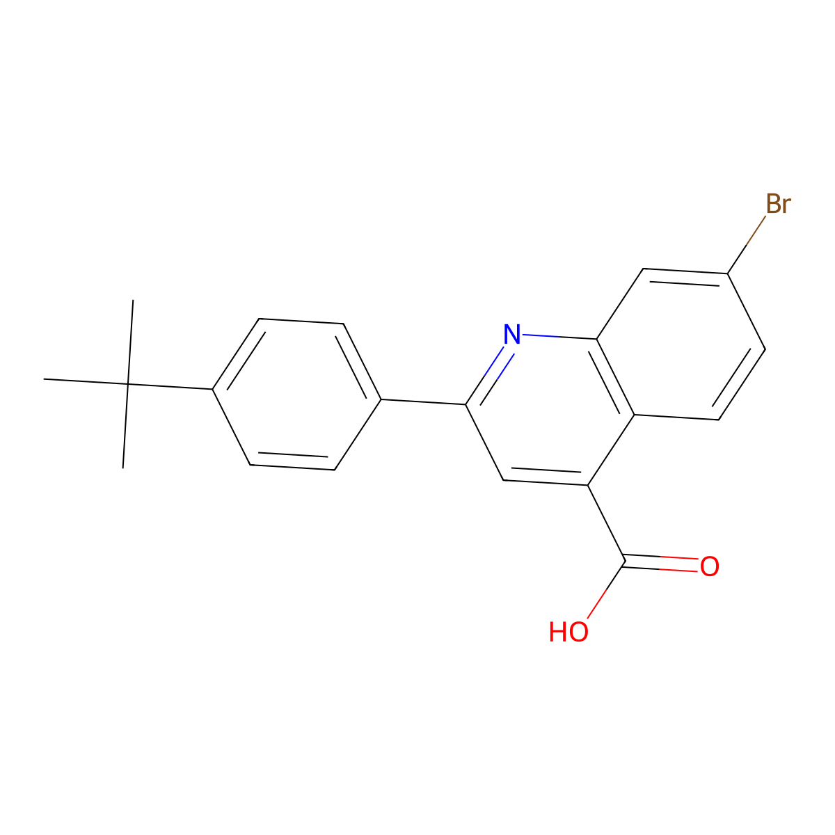 7-Bromo-2-(4-tert-butylphenyl)quinoline-4-carboxylic acid molecular structure, CAS 588674-40-2