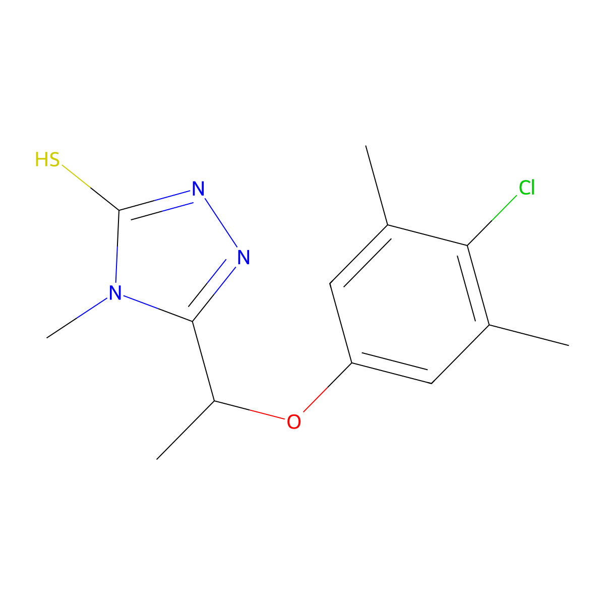 5-[1-(4-chloro-3,5-dimethylphenoxy)ethyl]-4-methyl-4H-1,2,4-triazole-3-thiol molecular structure, CAS 588674-42-4