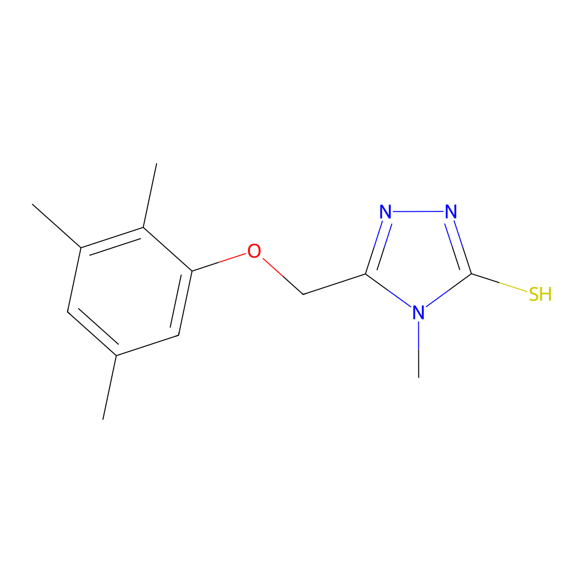 2,4-Dihydro-4-methyl-5-[(2,3,5-trimethylphenoxy)methyl]-3H-1,2,4-triazole-3-thione molecular structure, CAS 588674-43-5